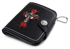 Genuine Leather Wallet - Cross w/ Fleur De Lise